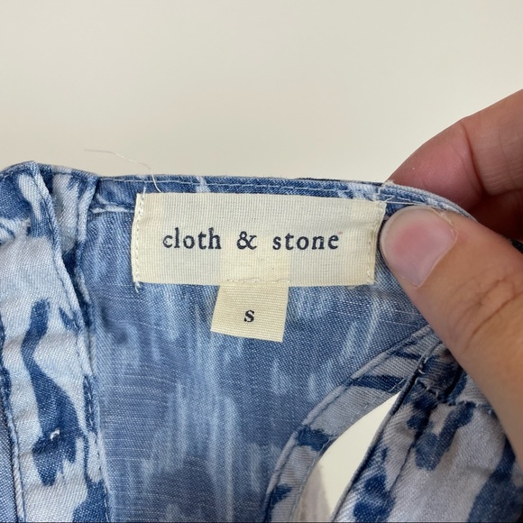 Cloth & Stone Blue Geometric Denim Tunic Dress Top Women Small - Picture 2 of 8